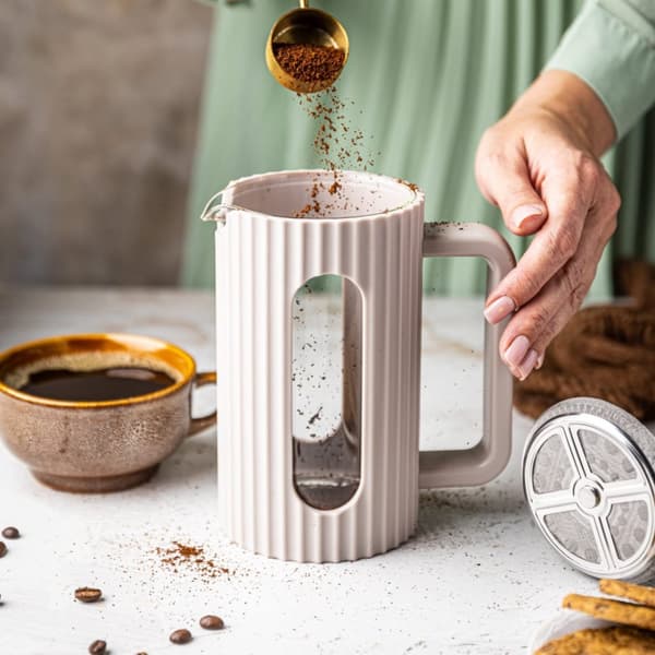 GLAS KAFFE TE BRYGER FRANSK PRESS 1000 ML BEIGE KLAUSBERG KB-7754