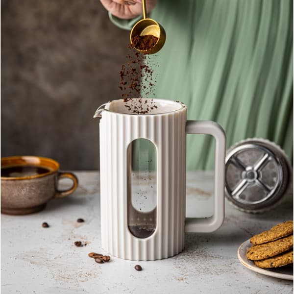 FRANSK PRESS GLAS TE/KAFFEMASKIN 350 ML KR�MIG KLAUSBERG KB-7743