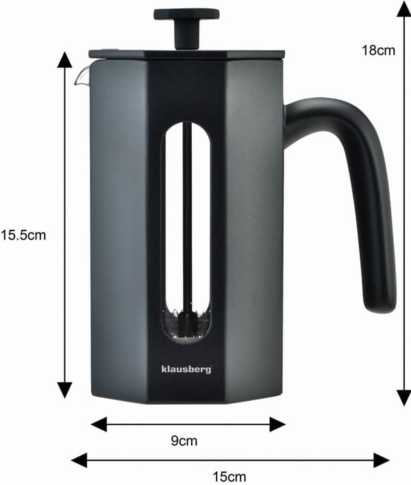 KAFFE/TE-F�DARE 0,60L FRANSK PRESS KLAUSBERG KB-7677