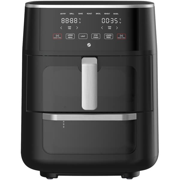 Ströme Combo Airfryer Grill 6+5L med to zoner og en samlet kapacitet på 11 liter