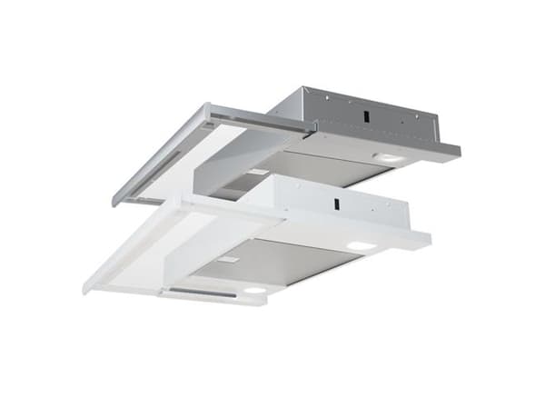 EXHAUSTO Emhætte ESL245WER, udtræksemhætte i elegant design med hvid front, elektrisk spjæld, boostfunktion og potentialfrit relæ.