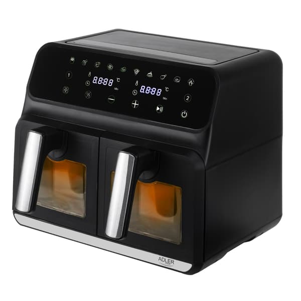Airfryer med 2 Kurver 4+4l fra Adler - 10 Programmer og LED Display