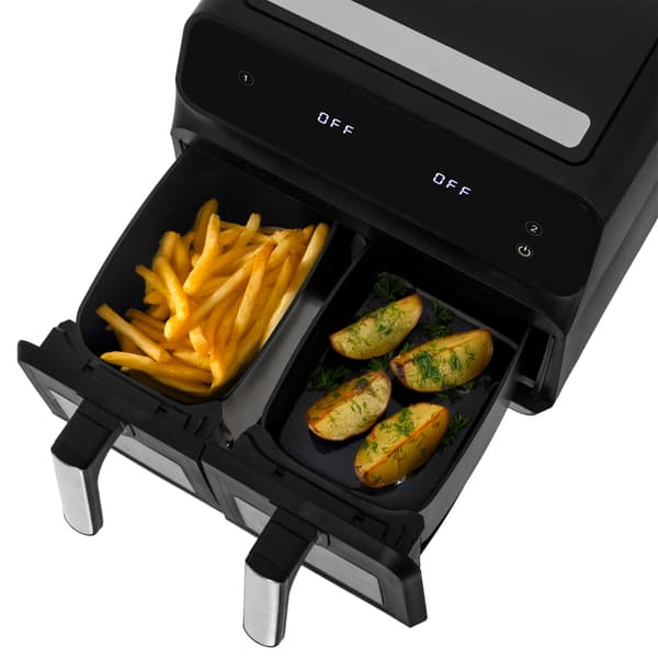 Adler Airfryer 8L - Kahdella korilla, 10 ohjelmaa, 2500W, konvektiotekniikka, LED-näyttö