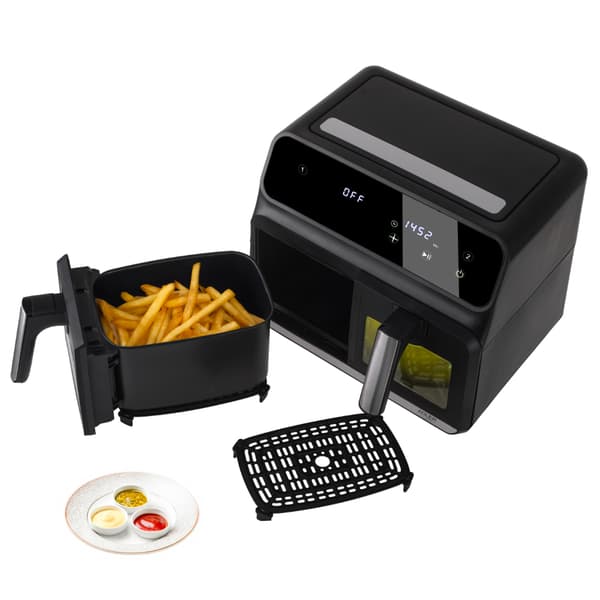 Adler Airfryer 8L - Kahdella korilla, 10 ohjelmaa, 2500W, konvektiotekniikka, LED-näyttö