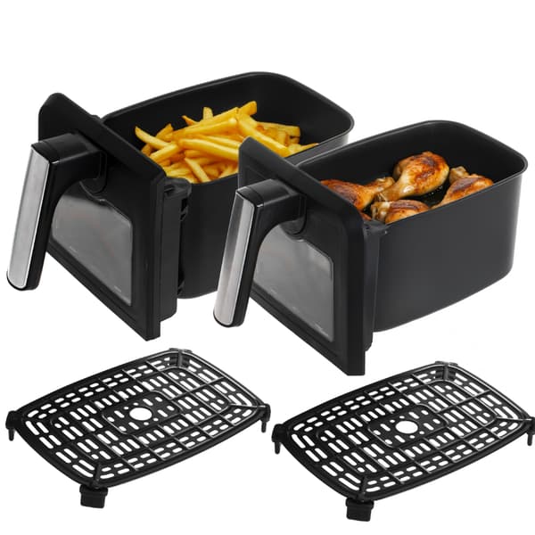 Adler Airfryer 8L - Kahdella korilla, 10 ohjelmaa, 2500W, konvektiotekniikka, LED-näyttö