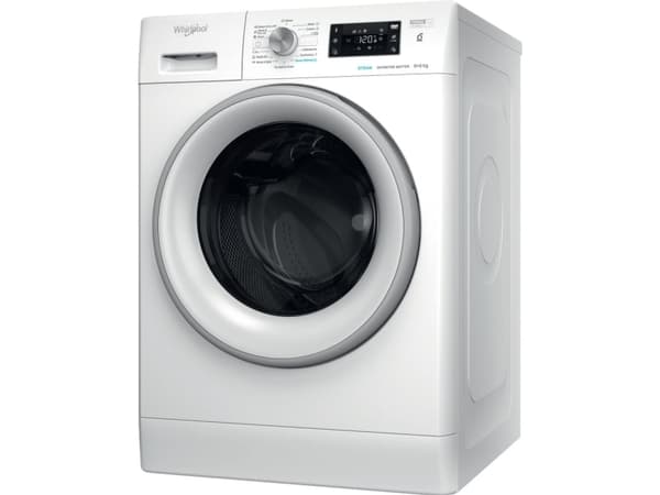 Whirlpool FFWDB 864489 SV EE, Frontmatet, Frittstående, Hvit, Venstre, Grå, Hvit, Knapper, Rotasjon Hvit
