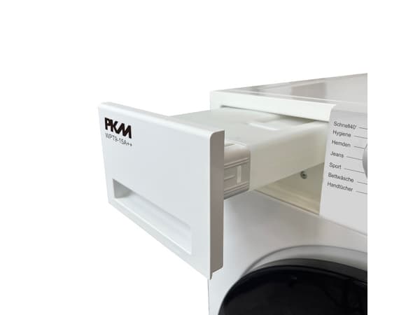 PKM WPT9-15A++, Frittstående, Frontmatet, Varme pumpe, Hvit, Rotasjon, Sort