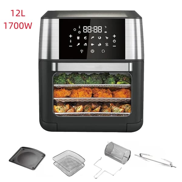Elektrisk Luftfritös, 360° Cirkulerande Varm Luft, Intelligent Temperaturkontroll,12L 1700W, EU