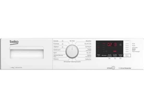 Beko WUE6612WWE, Frontlast, 6 kg, B, 74 dB, 1200 rpm, D Hvit