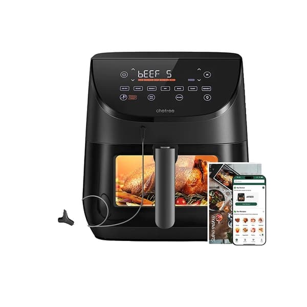 Luftfryer, 6,5L kapacitet, smart probe termometer, 8 madlavningsindstillinger,EU, CHEFREE AF500