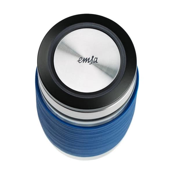Emsa N20805 Temugg Temugg av dubbelväggigt glas | håller dig varm i 1 timme| 0,4 liter | avtagbar sil | BPA-fri | 100% tight | läckagesäker | blå