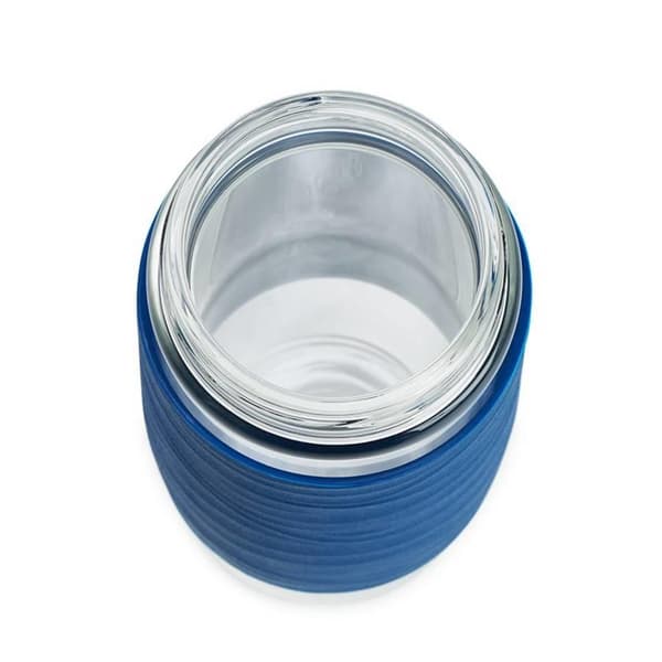 Emsa N20805 Temugg Temugg av dubbelväggigt glas | håller dig varm i 1 timme| 0,4 liter | avtagbar sil | BPA-fri | 100% tight | läckagesäker | blå