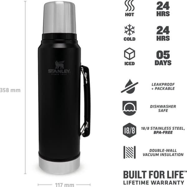 Stanley The Legendary Classic Bottle 1,00L - termosflaska - Mattsvart