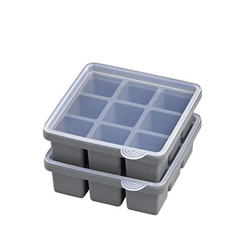 APS silikoninen jääpalatarjotin kirkkaalla kannella 9 jääpalalle Koko 4 x 4 x 4 cm
