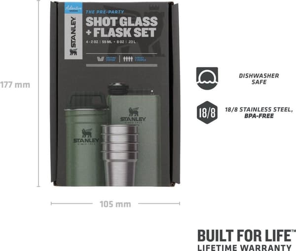 Stanley The Pre-Party Shotglass + Flask Set - Hammertone Green