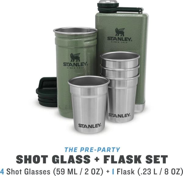 Stanley The Pre-Party Shotglass + Flask Set - Hammertone Green