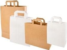PAPSTAR pappersbärväska, 220 x 100 x 280 mm, vit, tillverkad av kraftpapper, 70 g/kvm, lastkapacitet: 6 kg, med handtag - 1 st (86454)