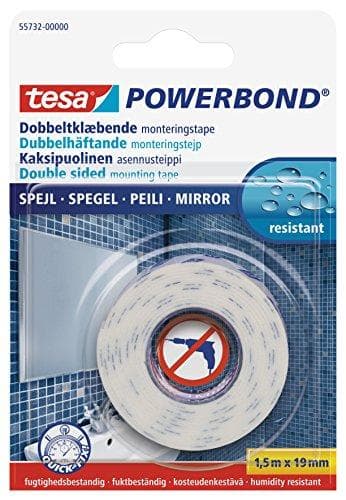 tesa Spejlmonteringstape 19mm x 1,5m Dobbeltsidet tape Ekstra stærk Høj fugtighed (55732-00001-00)