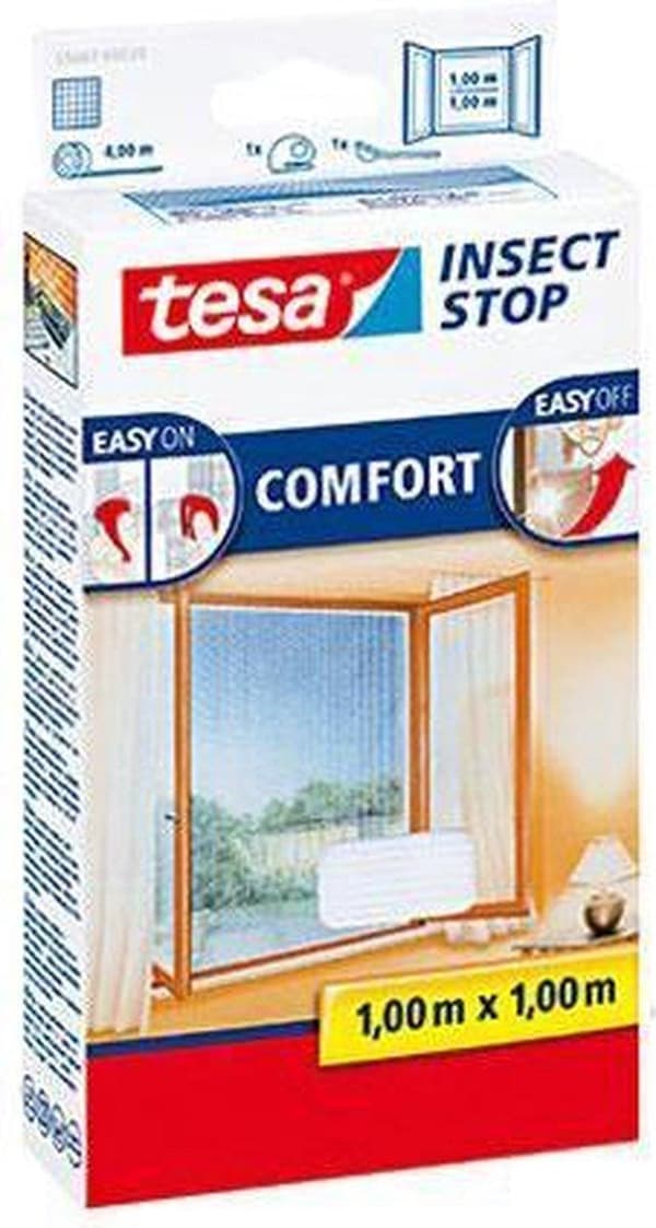 tesa® Insect Stop CONFORT Velcro Velcro til vinduer, 1,00m:1,00m, hvid