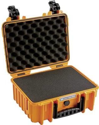 B&W utomhusfodral typ 3000 hårdfodral med skum (hårdfodral IP67, SI kubskum, vattentät, innermått 33x23,5x15cm, orange)