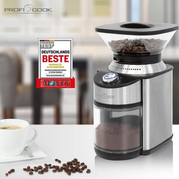 ProfiCook PC-EKM 1205 Elektrisk kaffekvarn med kvarn, 16-stegs justerbar malningsgrad (grov till extra fin), lämplig för till exempel filterkaffe, han