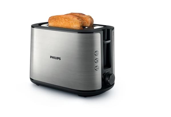 Philips HD2650 / 90 leivänpaahdin ruostumaton teräs (950 W, 8 ruskistustasoa, sämpylän kiinnitys, sulatus- ja uudelleenlämmitystoiminto, pysäytyspaini