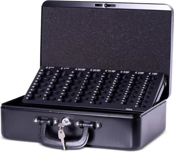 Pengeboks MAUL GK 8, Euromøntindsats, 360 x 265 x 112 mm, Sort
