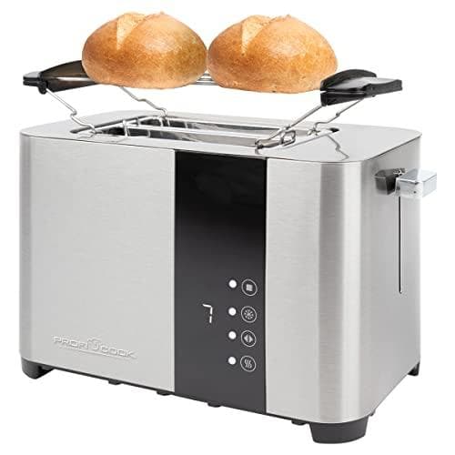 PROFI COOK 2-skive brødrister PC-TA 1250, rustfrit stålhus, sensor touch-betjening, ekstra bred - 1 stk (501250)