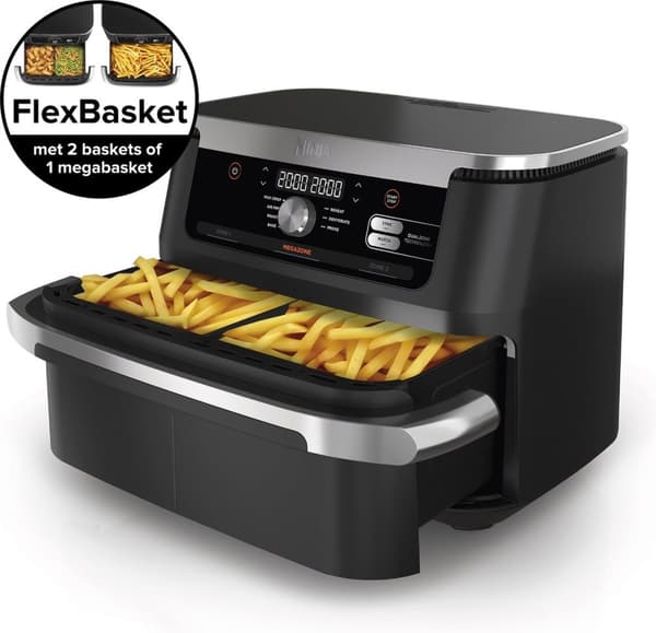 Ninja AF500DE Frituregryde Dobbelt 10,4 L Standalone 2470 W Air Fryer Sort (AF500DE) Sort, Rustfrit stål
