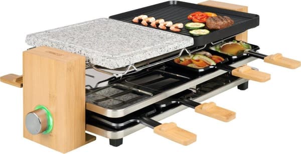 Princess Pure 8 Raclette non-stick belægning, 8 pander sort, sten, bambus (01.162955.01.001)