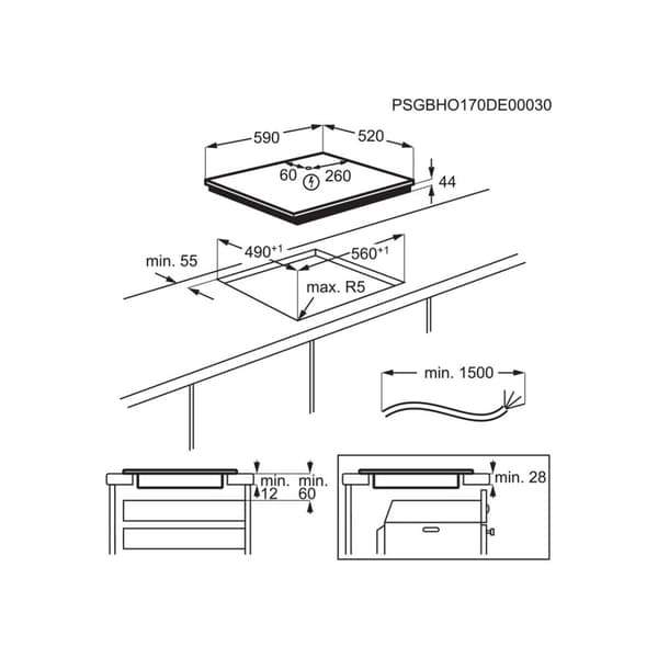 Electrolux EIS62443 Svart Inbyggd 60 cm Zon induktionshäll 4 zon(er)