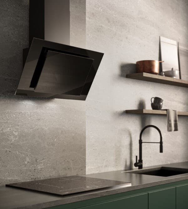 Vertikal Eco Duo Glas vægmonteret emhætte sort