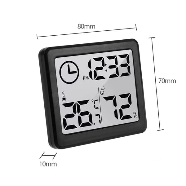 Termometer/Hygrometer med urfunktion, Grønblå, Sort, GB384B