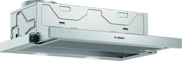 Bosch Serie 2 DFM064W54 emhætte Delvist indbygget (udtrækbar) Metallic, Sølv 388 m³/t B