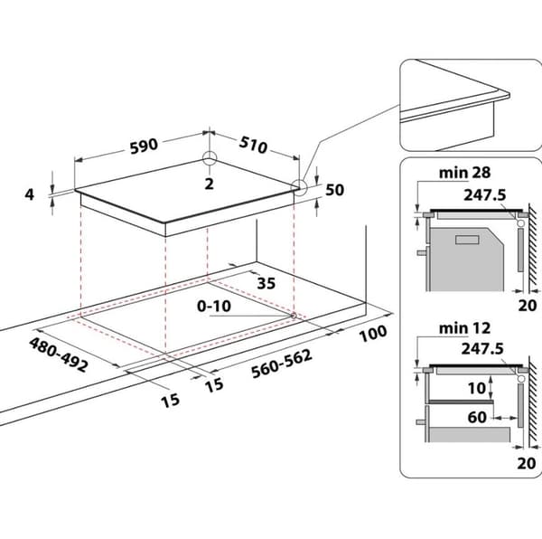 Whirlpool WB B8360 NE kogeplade Sort Indbygget 59 cm Zone induktionskogeplade 4 zone(r)