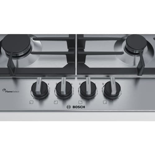 Bosch Serie 6 PCH6A5B90 liesitaso Musta, Ruostumaton teräs Sisäänrakennettu Kaasuliesi 4 aluetta
