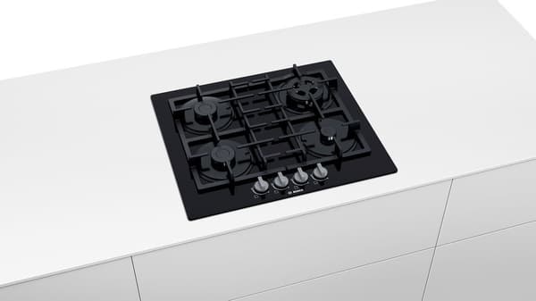 Bosch Serie 4 PNH6B6B90 liesitaso Musta Sisäänrakennettu 60 cm Kaasuliesi 4 aluetta
