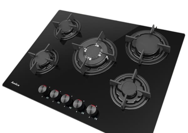 Amica PGCA7101AoB Musta Sisäänrakennettu 70 cm Kaasuliesi 5 aluetta