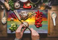 Miniatyrbillede 3 af 11: SKÆREBRÆT I GLAS 52x30 HAV