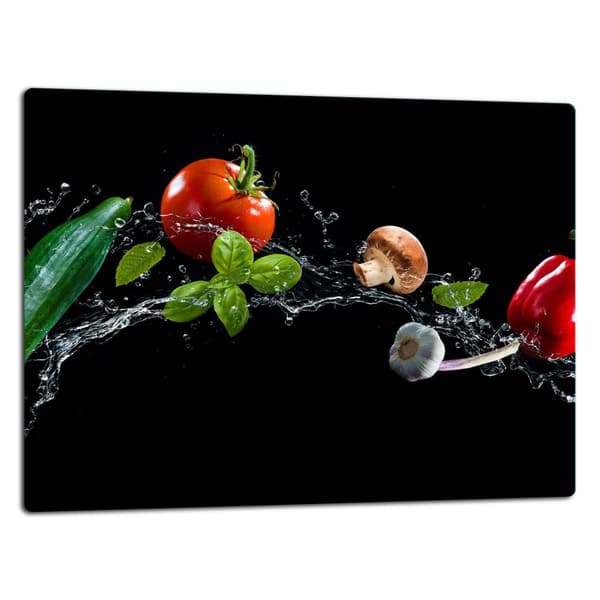 SKÄRBRÄDA I GLAS 52X40 GRÖNSAKER SVART