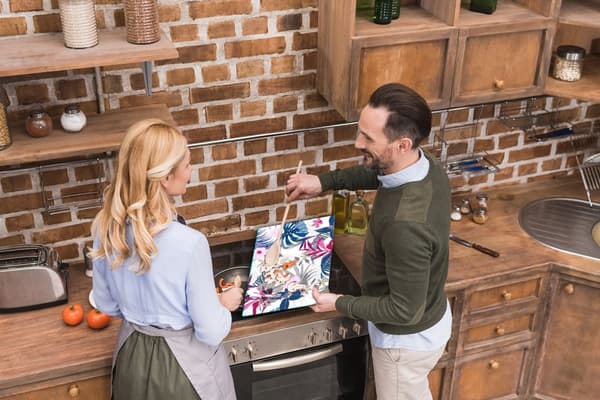 SKÆREBRÆT I GLAS 52x40 NATURBLOMSTER