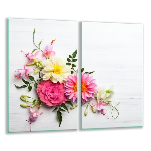 GLAS SKÆREBRÆT 2x 30x52 BLOMSTER