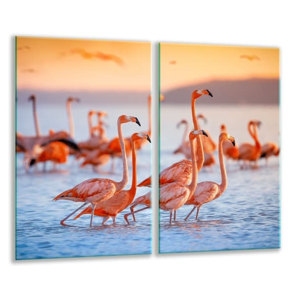 SKÄRBRÄDA I GLAS 2x 30x52 FLAMINGOS