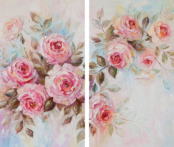 GLAS SKÄRBRÄDA 2x 30x52 BLOMMOR