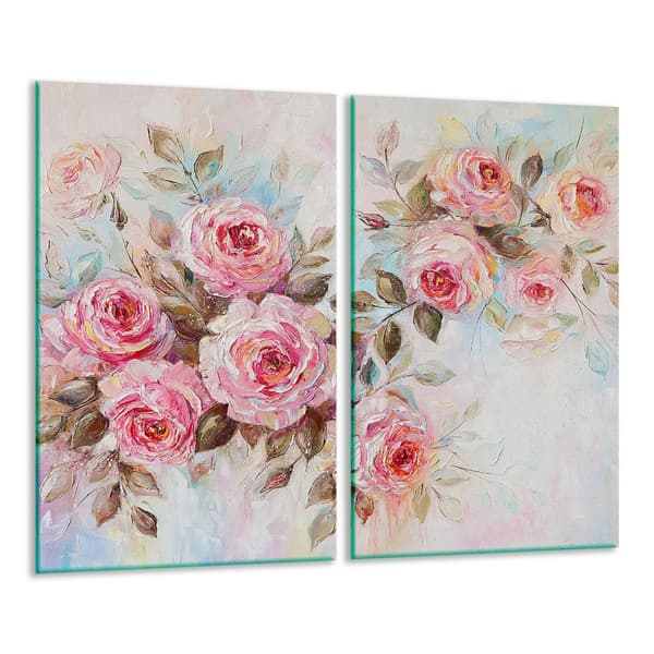 GLAS SKÄRBRÄDA 2x 30x52 BLOMMOR
