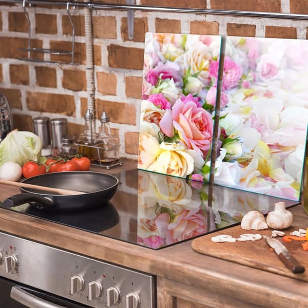 GLAS SKÆREBRÆT 2x 30x52 BLOMSTER