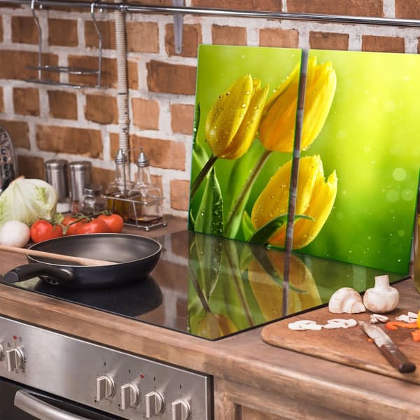 GLAS SKÆREBRÆT 2x 30x52 TULIPANER