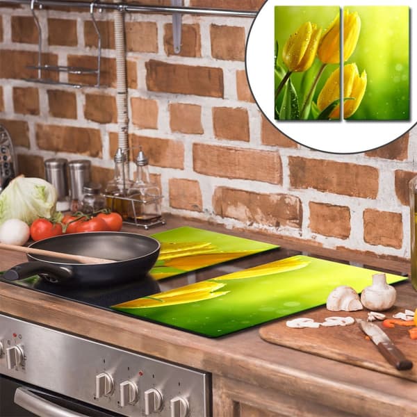 GLAS SKÆREBRÆT 2x 30x52 TULIPANER