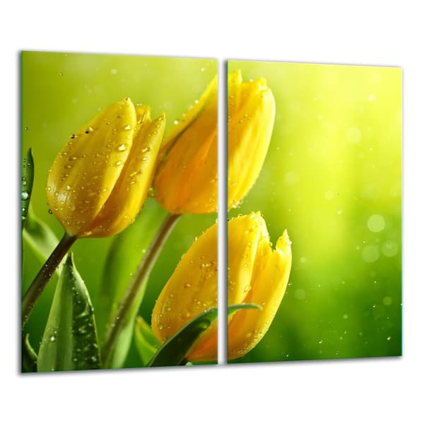GLAS SKÆREBRÆT 2x 30x52 TULIPANER