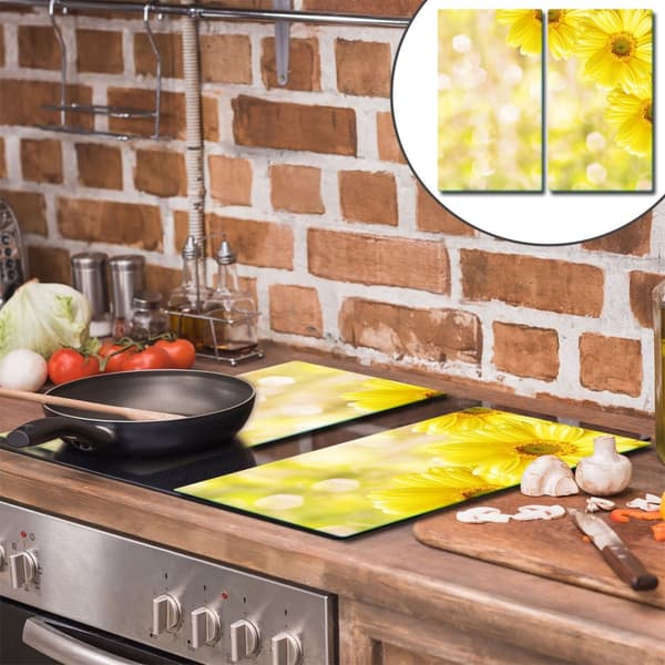 GLAS SKÄRBRÄDA 2x 30x52 BLOMMOR